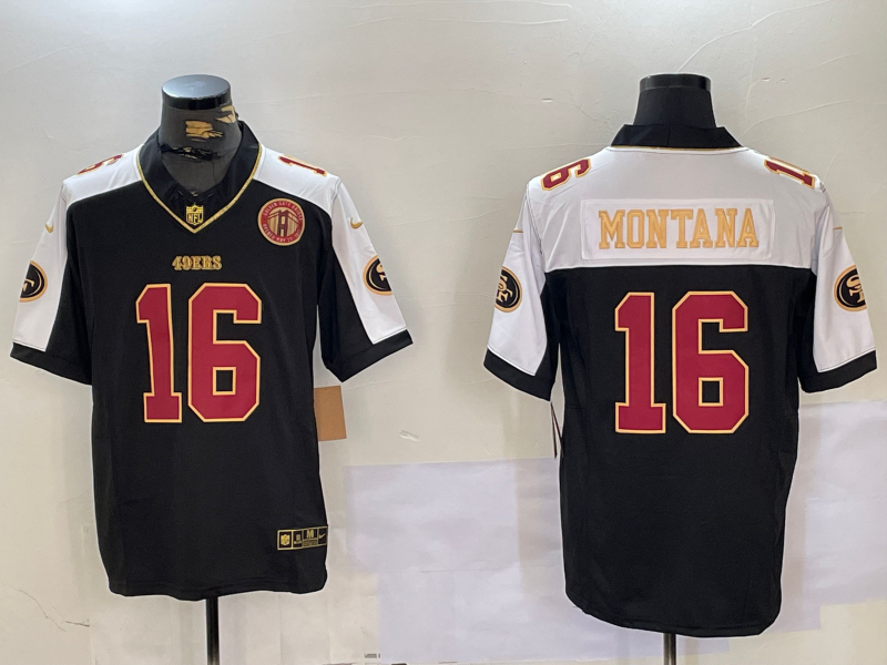 Men's San Francisco 49ers Joe Montana #16 Black Retired Team Jersey
